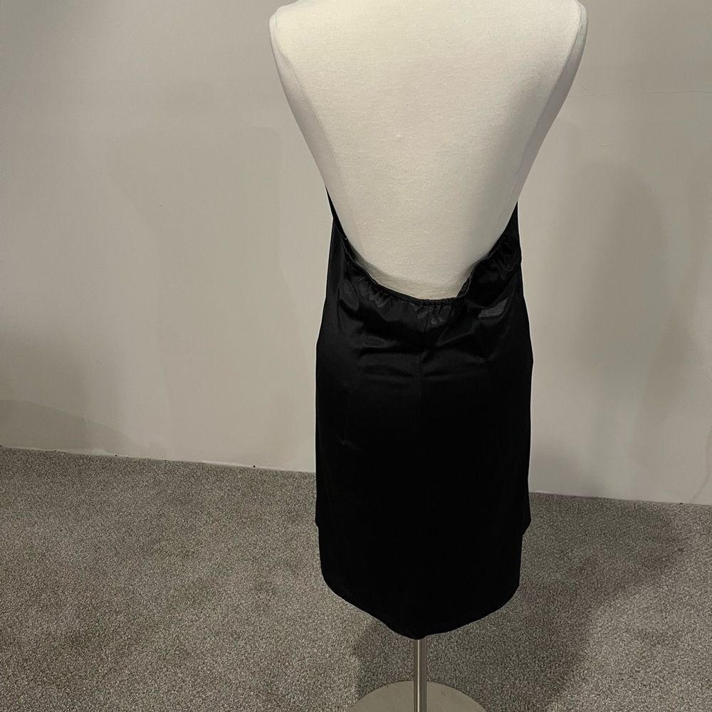 Black, satin, low back, party dress, XL